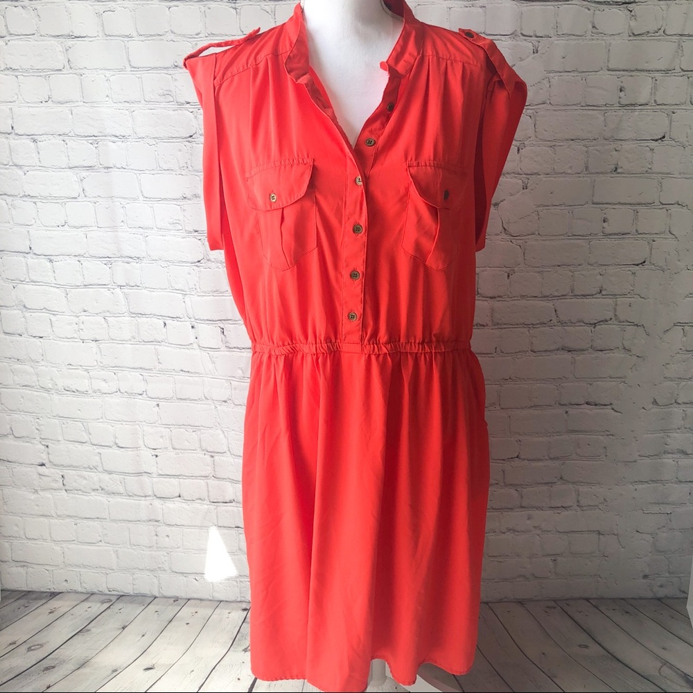 Coral midi dress